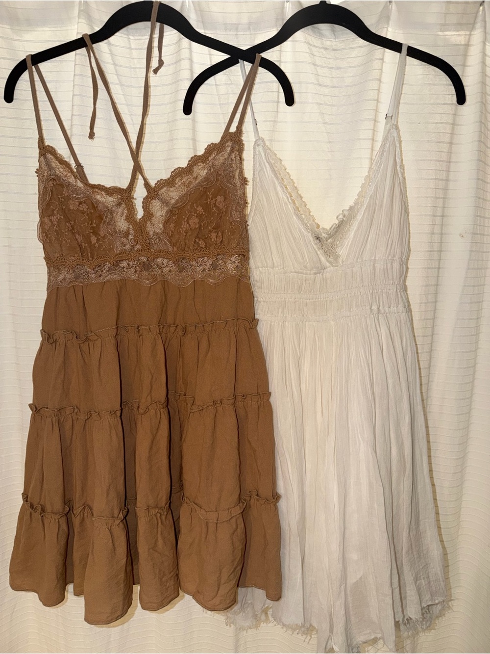 Free People Mini Dress Set in Brown and White